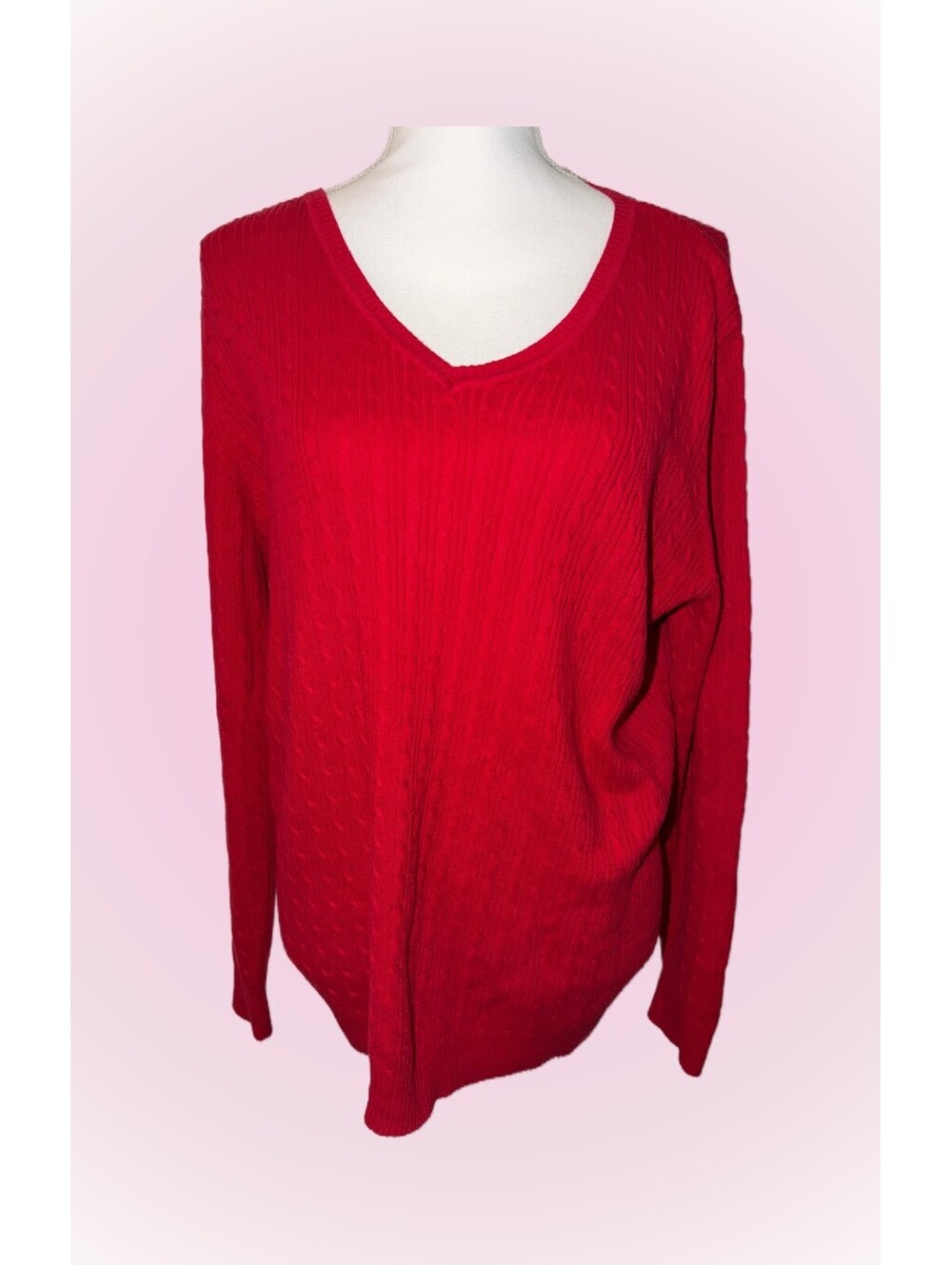 Womens Size XL Extra Large Red Knit Long Sleeve Pullover Sweater by Karen Scott